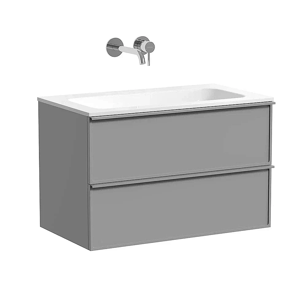 Тумба с раковиной Sancos Velta 80 VL80WG+CN7012wx теплый серый матовая/раковина белая, без отверстий для ванной в интернет-магазине Sanbest