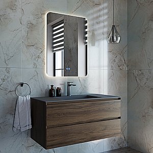 Тумба с раковиной Vincea Luka 100 VMC-2L100CO/VCB-13100G тёмный дуб/раковина серая для ванной в интернет-магазине Sanbest