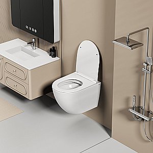 Унитаз подвесной Abber Ultra AC1301 белый, безободковый, с крышкой микролифт купить в интернет-магазине Sanbest