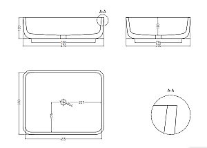 Раковина накладная Salini GLORIA 09 1102209MRH 47,5 из искусственного камня S-Stone, белая матовая, цвет по RAL снаружи купить в интернет-магазине Sanbest