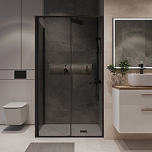 Душевой уголок Niagara Nova NG-85-14TB/NG-TB90-34 140х90 стекло тонированное/профиль черный матовый купить в интернет-магазине Sanbest