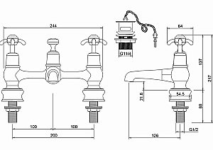 Смеситель для раковины Burlington Regent ANR10-QT хром/ручки белые купить в интернет-магазине сантехники Sanbest