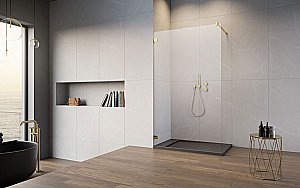Душевое ограждение Radaway Essenza Pro Gold Walk-in 160 10103160-09-01 стекло прозрачное/профиль золото купить в интернет-магазине Sanbest