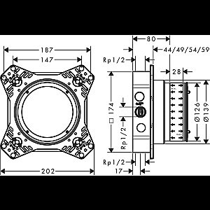 Скрытая часть Hansgrohe iBox Universal  2 01500180 купить в интернет-магазине сантехники Sanbest