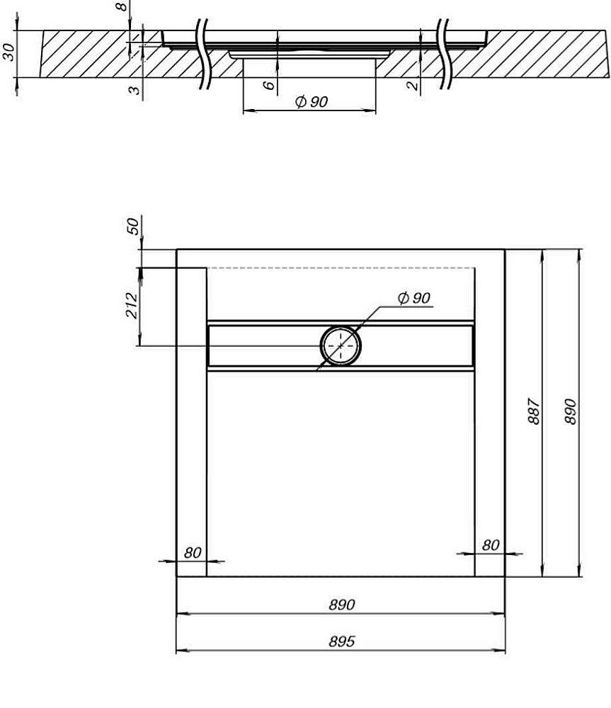 Душевой поддон Aquanet Delight 90х90 серый купить в интернет-магазине Sanbest