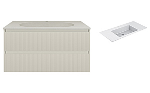 Тумба с раковиной Vincea Welle 100 VMC-2WL100MBG/VCB-13100W бежевая матовая/раковина белая для ванной в интернет-магазине Sanbest