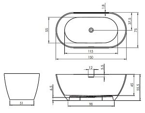 Ванна мраморная Riho Bilbao 150x75 купить в интернет-магазине Sanbest