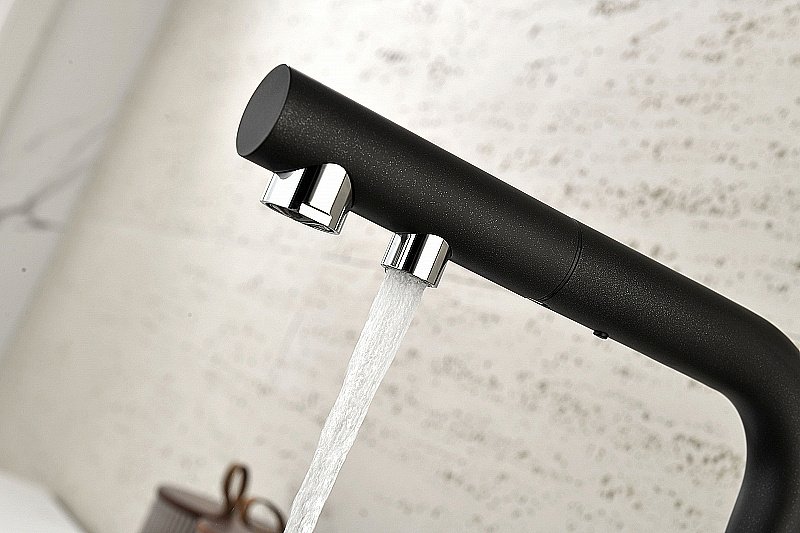 Смеситель для кухни Paulmark Serpentine Se213222-BLM черный купить в интернет-магазине сантехники Sanbest