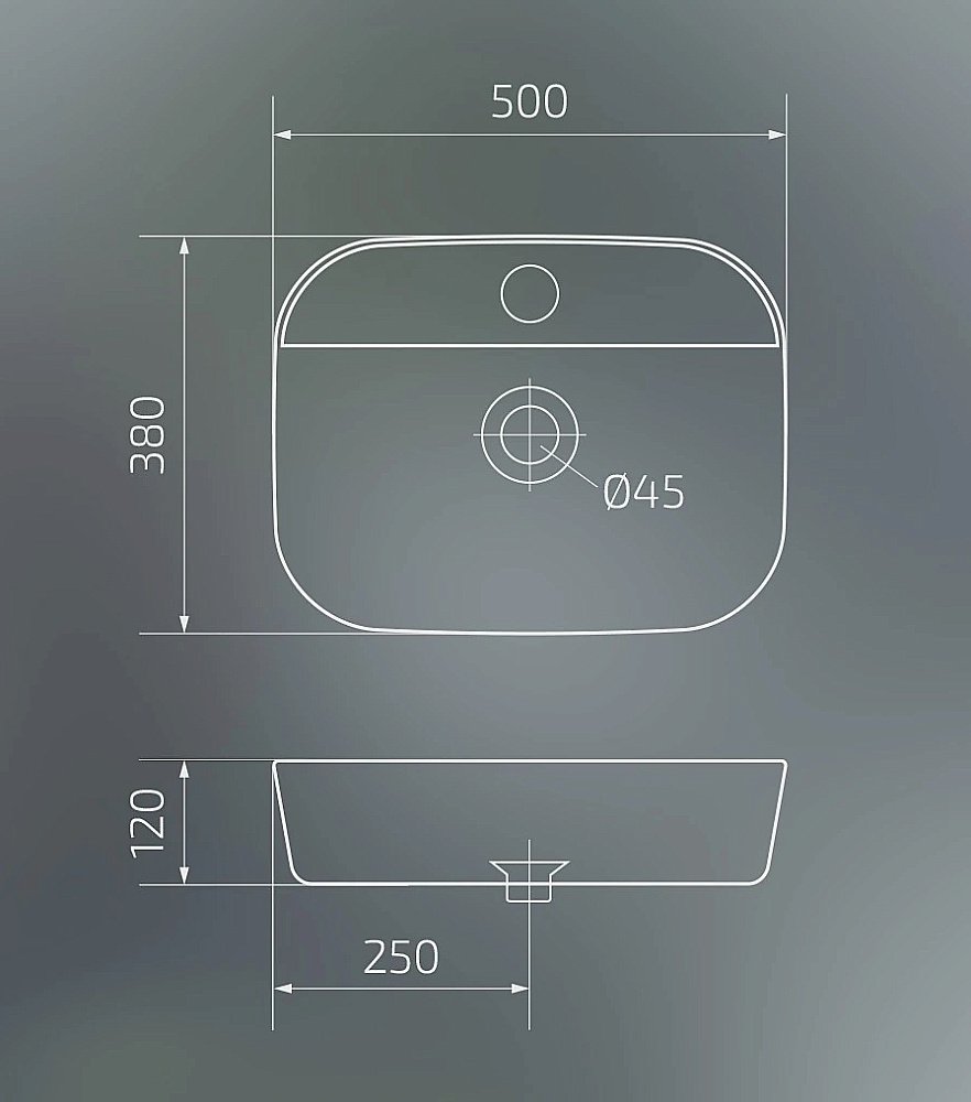Раковина накладная Gid Lago 50 N9045 51166 белая купить в интернет-магазине Sanbest