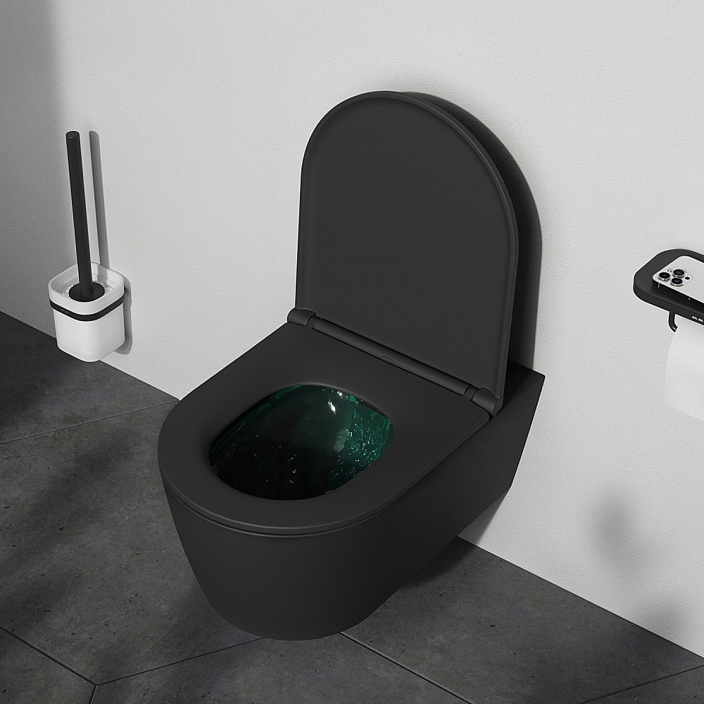 Унитаз подвесной AM.PM Func C8F1701MBSC черный матовый, безободковый купить в интернет-магазине Sanbest