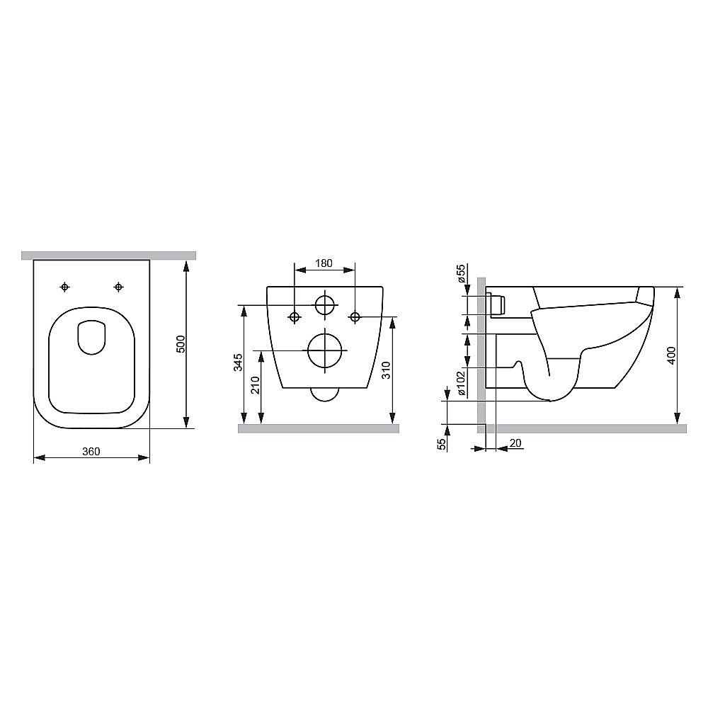 Унитаз подвесной AM.PM Gem C901701SC белый, безободковый купить в интернет-магазине Sanbest