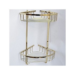 Полка двойная угловая Magliezza Fiore 80102 золото купить в интернет-магазине сантехники Sanbest