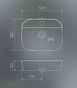 Раковина накладная Gid Lago 50 N9045 51166 белая купить в интернет-магазине Sanbest