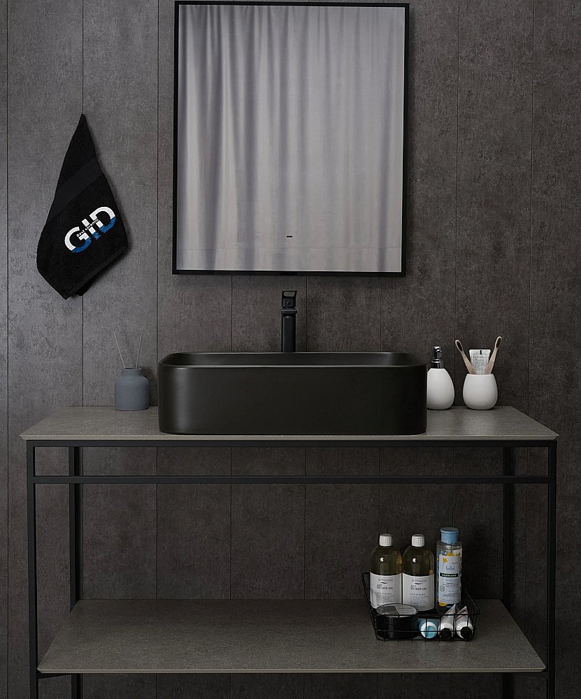 Раковина накладная Gid Geometrico 61 Bm9599 53366 черная матовая купить в интернет-магазине Sanbest