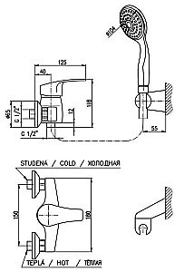 Смеситель для душа RAV-Slezak KONGO K080.5/2 купить в интернет-магазине сантехники Sanbest