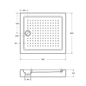 Душевой поддон Cezares TRAY-A-AH-15-W 90х80 купить в интернет-магазине Sanbest