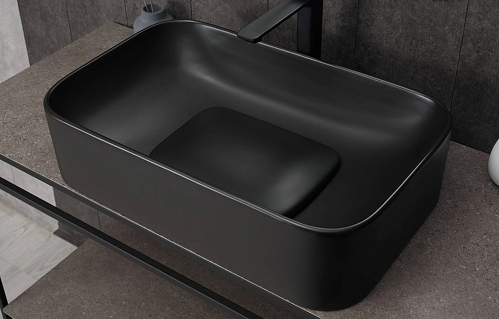 Раковина накладная Gid Geometrico 61 Bm9598 53365 черная матовая купить в интернет-магазине Sanbest