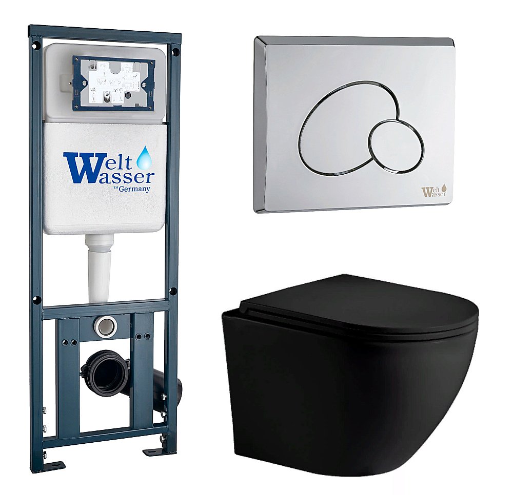 Унитаз с инсталляцией WeltWasser MARBERG 410 + MERZBACH 043 MT-BL + MAR 410 RD купить в интернет-магазине Sanbest