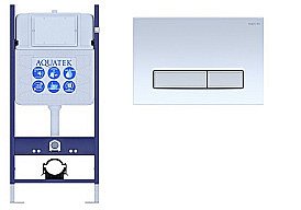 Инсталляция для унитаза Aquatek ECO Standart INS-0000014 с кнопкой KDI-0000030 белая/никель купить в интернет-магазине сантехники Sanbest