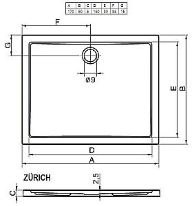 Душевой поддон Riho Zurich 266 170х90 D001003005 белый купить в интернет-магазине Sanbest