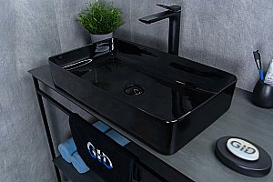 Раковина накладная Gid Geometrico 60 BL9396 53346 черная купить в интернет-магазине Sanbest