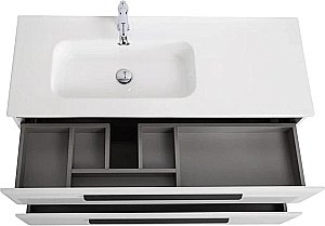 Тумба с раковиной Cezares ECO-CER-N 120 ECO-CER-N-1200-2C-SO-BL белая глянцевая левая/правая для ванной в интернет-магазине Sanbest