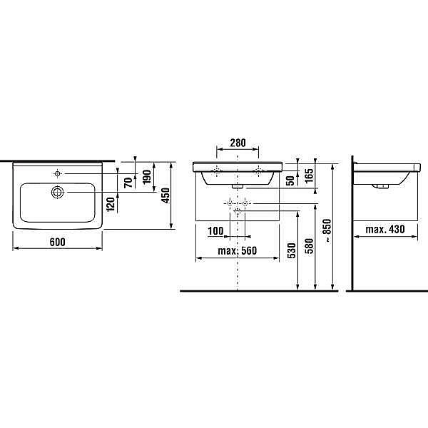 Раковина подвесная Jika CUBITO 60 см белая купить в интернет-магазине Sanbest
