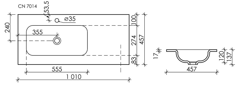 Раковина Ceramica Nova Element CN7014 чаша слева купить в интернет-магазине Sanbest