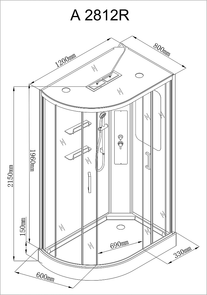 Душевая кабина AvaCan A Серия A2812 120х80 стандартная купить в интернет-магазине Sanbest