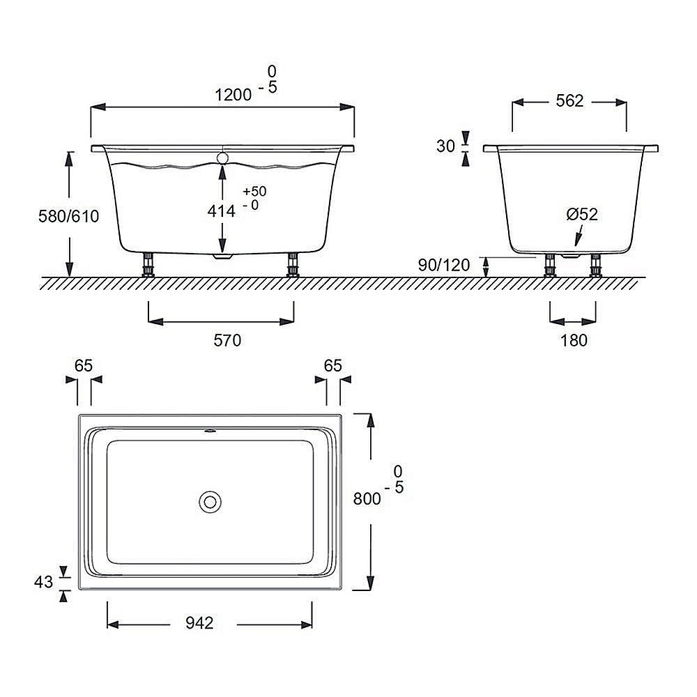 Ванна акриловая Jacob Delafon CAPSULE 120х80 купить в интернет-магазине Sanbest