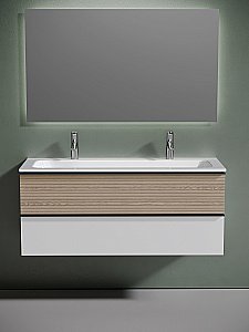 Тумба с раковиной Sancos DELTA DL120W 120 дуб светлый/белый для ванной в интернет-магазине Sanbest