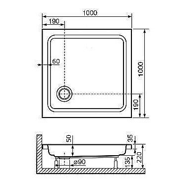 Душевой поддон RGW Acryl STYLE KV 16180100-11 100х100 белый купить в интернет-магазине Sanbest