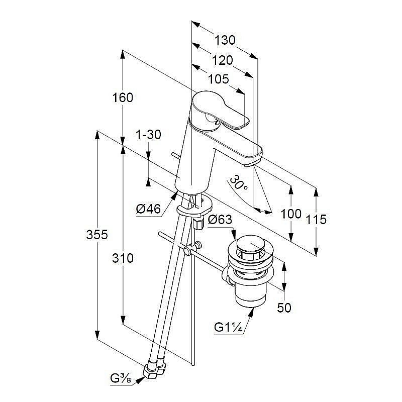 Смеситель для раковины Kludi Pure&Easy 372909165 купить в интернет-магазине сантехники Sanbest