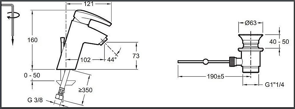 Cмеситель для раковины Jacob Delafon PANACHE E72240-CP купить в интернет-магазине сантехники Sanbest