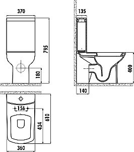 Унитаз напольный CREAVIT LARA LR310-11 белый, с бачком купить в интернет-магазине Sanbest