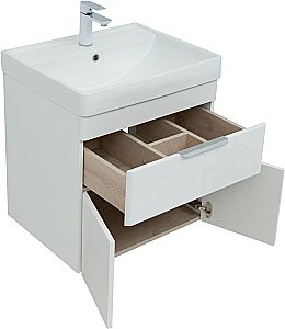 Тумба с раковиной Aquanet Ирис new 60 белый глянец для ванной в интернет-магазине Sanbest