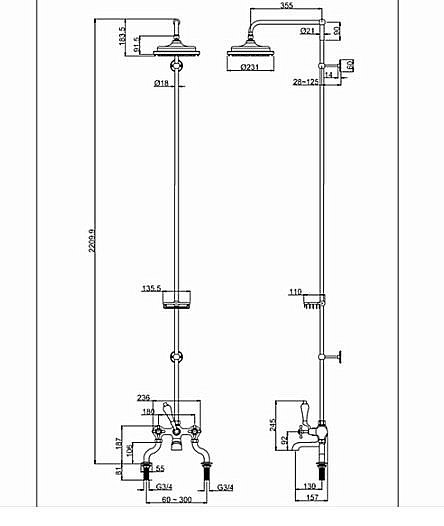 Душевая система Burlington Claremont H185-CL хром купить в интернет-магазине сантехники Sanbest