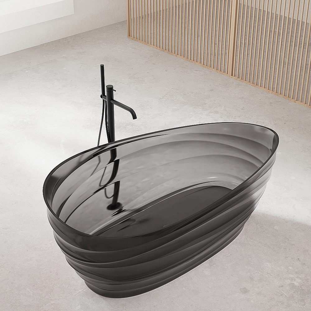 Ванна прозрачная Abber Kristall 170х88 AT9709Onyx черная купить в интернет-магазине Sanbest