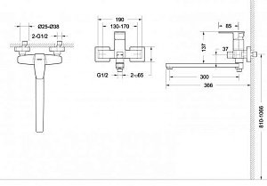 Смеситель для ванны Bravat RIFFLE F672106C-L купить в интернет-магазине сантехники Sanbest