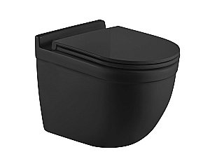 Унитаз подвесной WeltWasser MARBERG 507 + HEIMBACH 043 MT-BL + MAR 507 SE GL-WT черный матовый, безободковый, с крышкой микролифт, слив-торнадо, с инсталляцией и белой кнопкой купить в интернет-магазине Sanbest