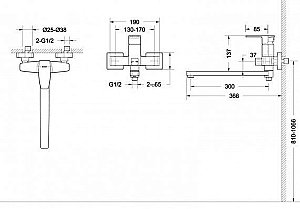 Смеситель для ванны Bravat RIFFLE F672106C-L купить в интернет-магазине сантехники Sanbest