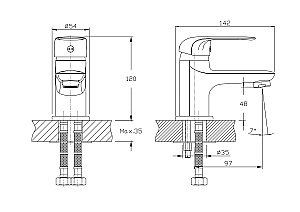 Смеситель для раковины Rush Fiji FI1835-11 купить в интернет-магазине сантехники Sanbest