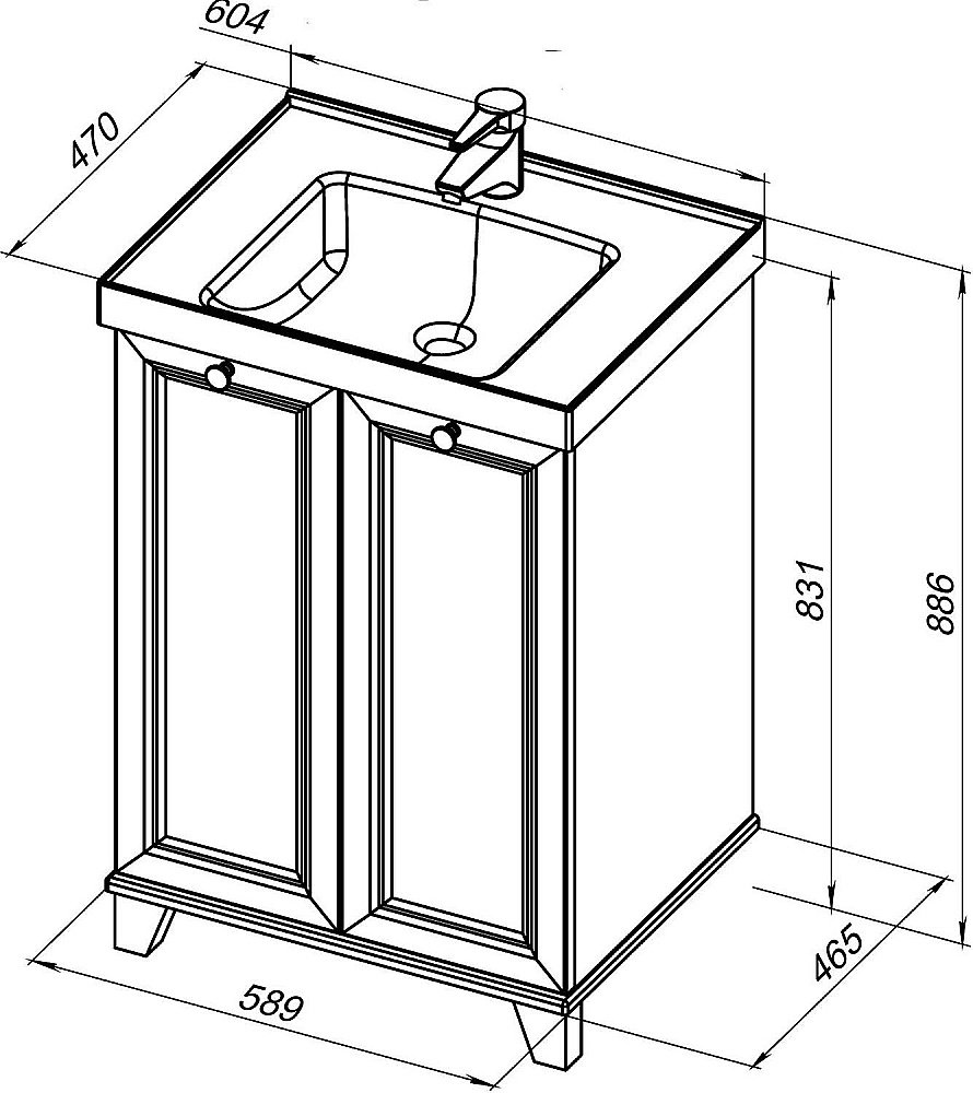 Тумба с раковиной Aquanet Амели 261989 60 белый для ванной в интернет-магазине Sanbest