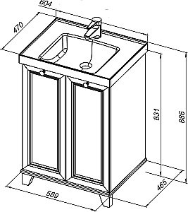 Тумба с раковиной Aquanet Амели 261989 60 белый для ванной в интернет-магазине Sanbest