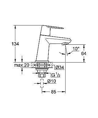 Смеситель для раковины Grohe Eurodisc Cosmopolitan 23051 002 купить в интернет-магазине сантехники Sanbest