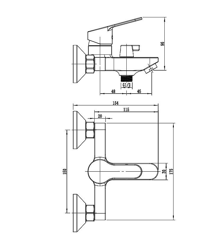 Смеситель для ванны Rush Sky SK5720-44 хром купить в интернет-магазине сантехники Sanbest