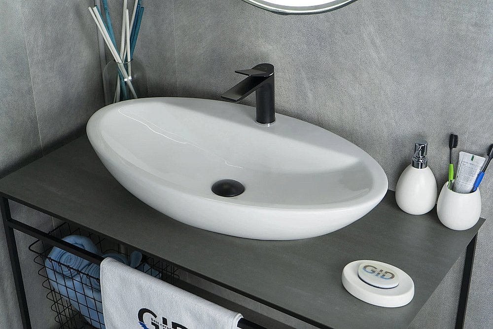 Раковина накладная Gid Lago 61 N9435 51149 белая купить в интернет-магазине Sanbest