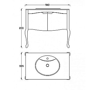 Тумба с раковиной Pestan Rustika 95 RST800T-CR белая/черная для ванной в интернет-магазине Sanbest