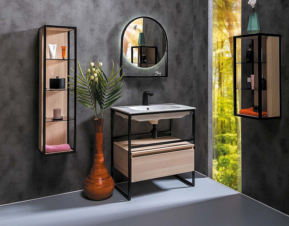 Пенал Armadi Art Loft высокий светлое дерево для ванной в интернет-магазине сантехники Sanbest