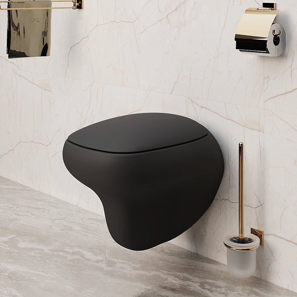 Унитаз подвесной Ambassador Diamond 123T20201R безободковый, черный матовый купить в интернет-магазине Sanbest